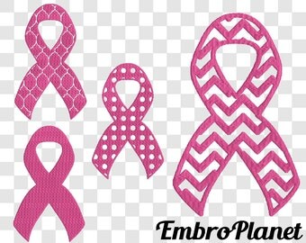 Breast Cancer Ribbons - Design for Embroidery Machine Digital Graphic File Stitch Instant Download Commercial Use charity chevron 73e