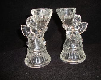 Glass Cherub Candle Holders Pair Cherub Candle Holders