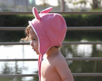 Toddler hat, Baby hat for girls, Baby hat, Baby Bonnet, Baby girl winter hat, Pink hat, Pink bonnet, Rabbit hat, Animal Ear Hat, Baby gift