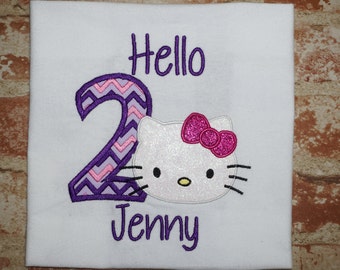 Hello Kitty Birthday Shirt//Hello Kitty celebration shirt/Hello Kitty party theme shirt/ Kitty Cat themed shirt/ Hello Kitty Shirt
