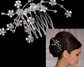 Beautiful Crystal Floral Design Bridal Hair Comb