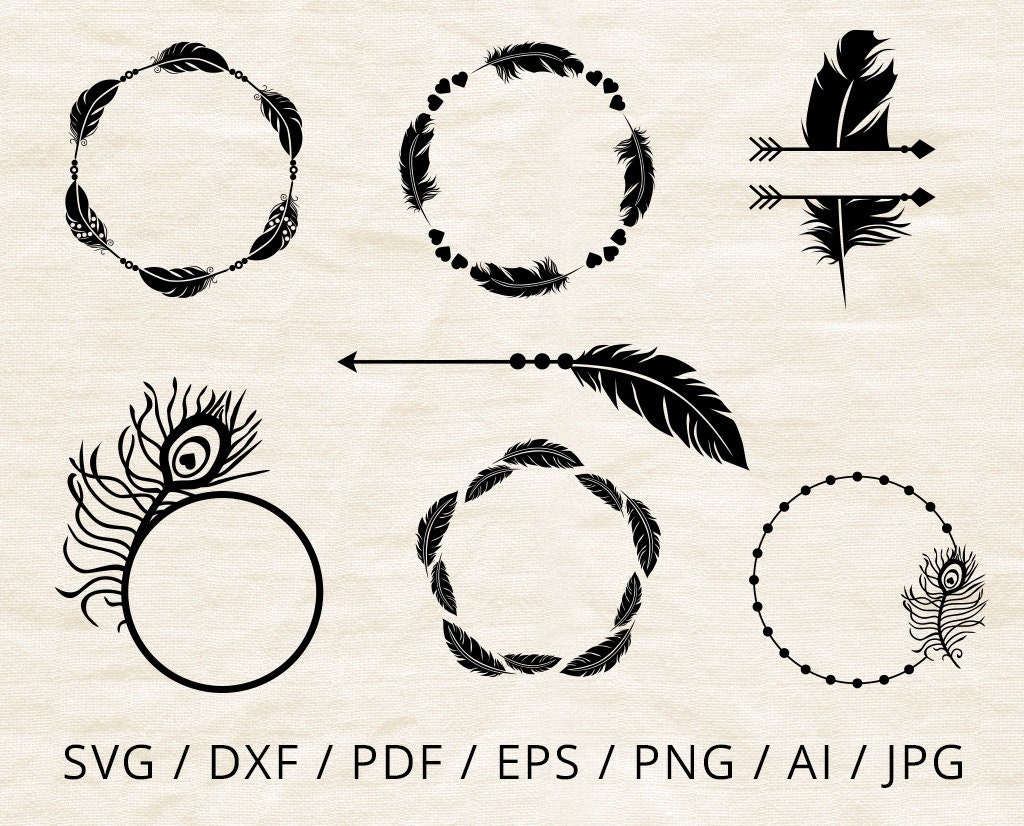 Download Feather frame svg circle monogram svg feathers monogram border