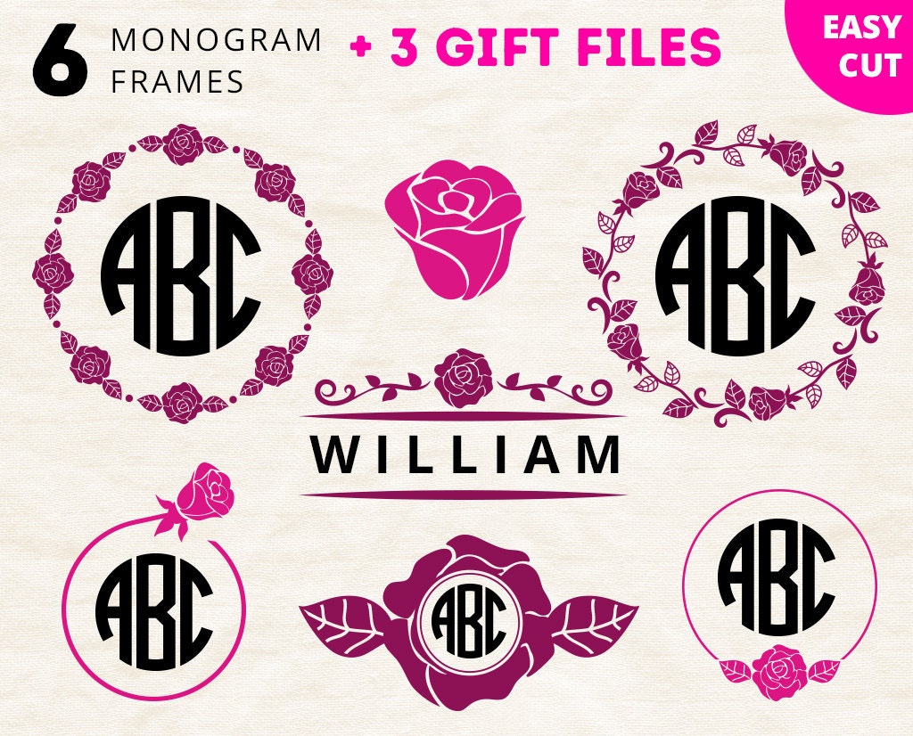 Download Floral monogram frame svg files Rose clipart Circle monogram