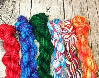 Mini Skeins of Yarn - Sock Yarn Set - Yarn Assortment - Hand Dyed Yarn - Indie Dyed Yarn - Geek Yarn - Nerd Yarn - Mightiest Heroes
