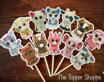 BEANIE BOOS Cupcake Toppers / Cake Toppers / Die Cuts / Birthday Party / Decorations / Cake Pops / Supplies / Decor / Fast Shipping