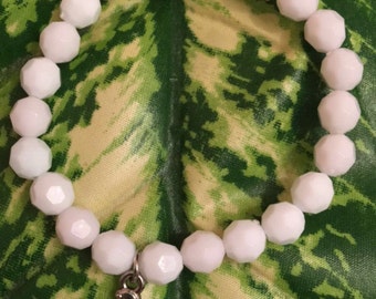 White Beaded Turtle Bracelet