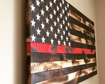 burnt American flag thin red line.