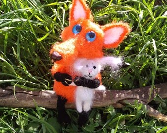 Fox Funny bunny Red fox White bunny Amigurumi Toy natural Staffed animal Art doll Interior design Baby gift Photo prop Children Toy plush