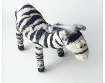 Felted Wool plush Zebra/plush Zebra wool felted