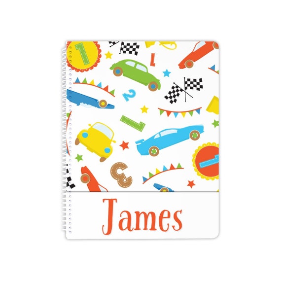 Personalized notebook in race car theme glossy spiral