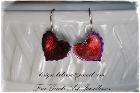 Heart Enamel Earrings Sterling Silver White Gold-plated Jewelry Lakasa e-shop Best gifts ideas for her birthday anniversary for ever love
