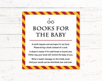 Harry Potter Gryffindor Baby Shower Book Instead of a Card Insert, Harry Potter Book Insert, Instant Download