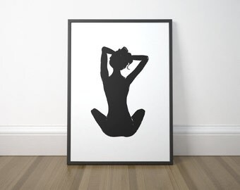 Gallery Wall Decor, Nude Figure Art, Modern Black and White Print, Minimalist Printable, Scandinavian Art, Instant Download, Digital Print