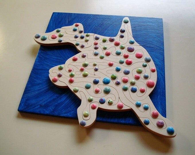 Dolphin Puzzle Art Play Heal, Ready to hang on the wall Smart toy Abstract Challenging Gift Handmade Acrylic on Wooden Pieces, by Samo Svete Dolphin Puzzle Art Play Heal, Ready to hang on the wall Smart toy Abstract Challenging Gift Handmade Acrylic on Wooden Pieces, by Samo Svete