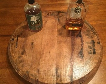 Bourbon Barrel Lid Lazy Susan ( authentic distiller Jim Beam stamp)