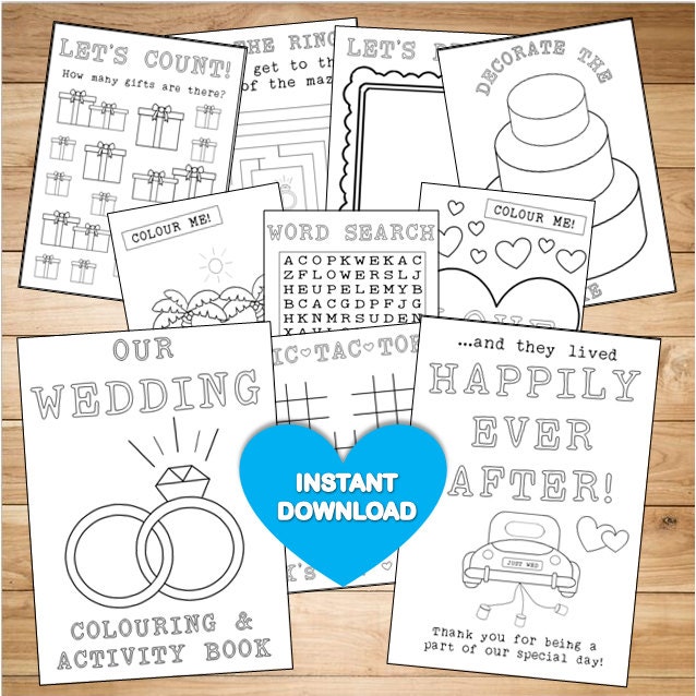 Kids Wedding colouring & activity book INSTANT DOWNLOAD