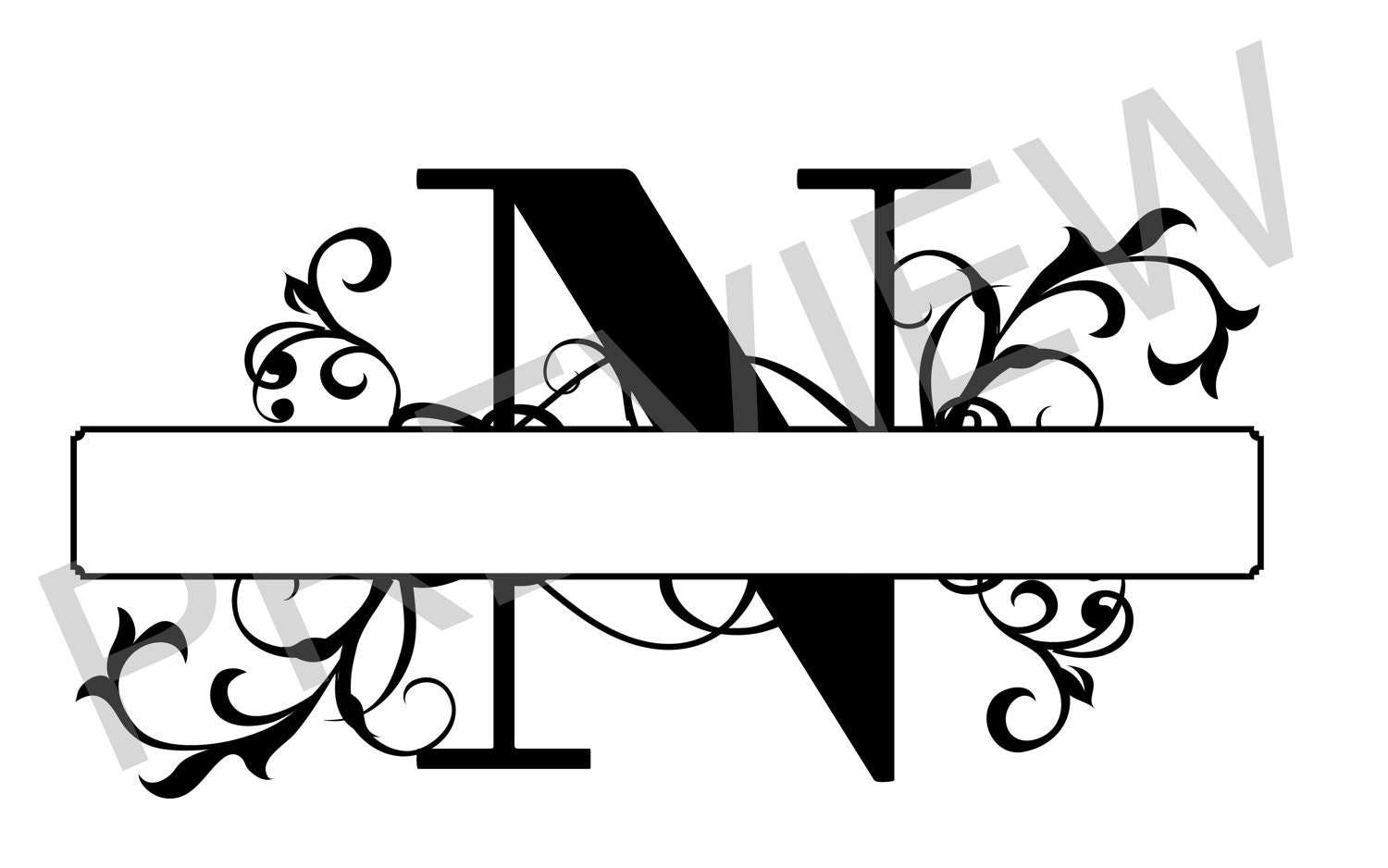 Download Split Monogram SVG Letter N Regal Split Alphabet Vector