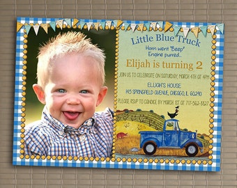 Little Blue Truck Invitation, You Print Invitation, Little Blue Truck Birthday Party Invite, Little Blue Truck Themed Party Invitation