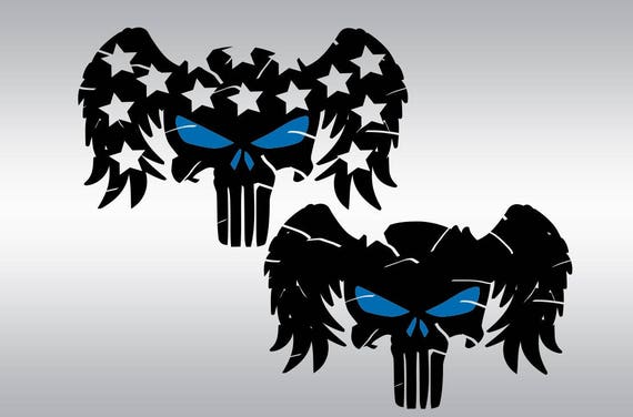 Download skull thin blue line flag SVG Clipart Cut Files Silhouette