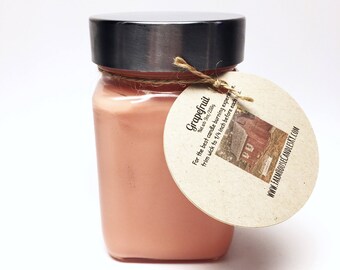Grapefruit Scented Soy Candle 9oz, Homemade Soy Candle, Handmade Soy Candles, Soy Candles For Sale