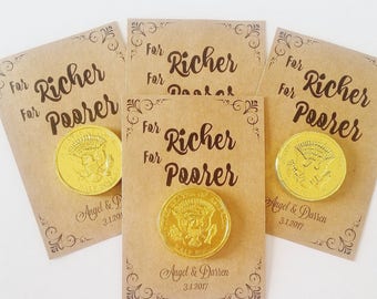 Wedding Favors For Richer For Poorer, Chocolate Coin Wedding Favors, Candy Wedding Favors, Personalized A Sweet End to A New Beginning