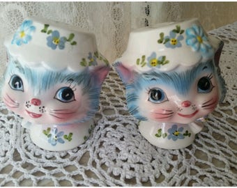 Lefton Miss Priss Salt and Pepper Shakers Lefton Novelty China 1960s Kitsch Tableware