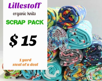 SCRAP PACK - PRINTS - organic jersey knit scrap pack - all fabrics are Lillestoff - includes four to five pieces - Awsome Deal!!