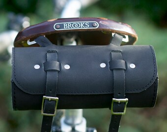Bicycle Roll Tool Bag Natural Leather Saddle Bag