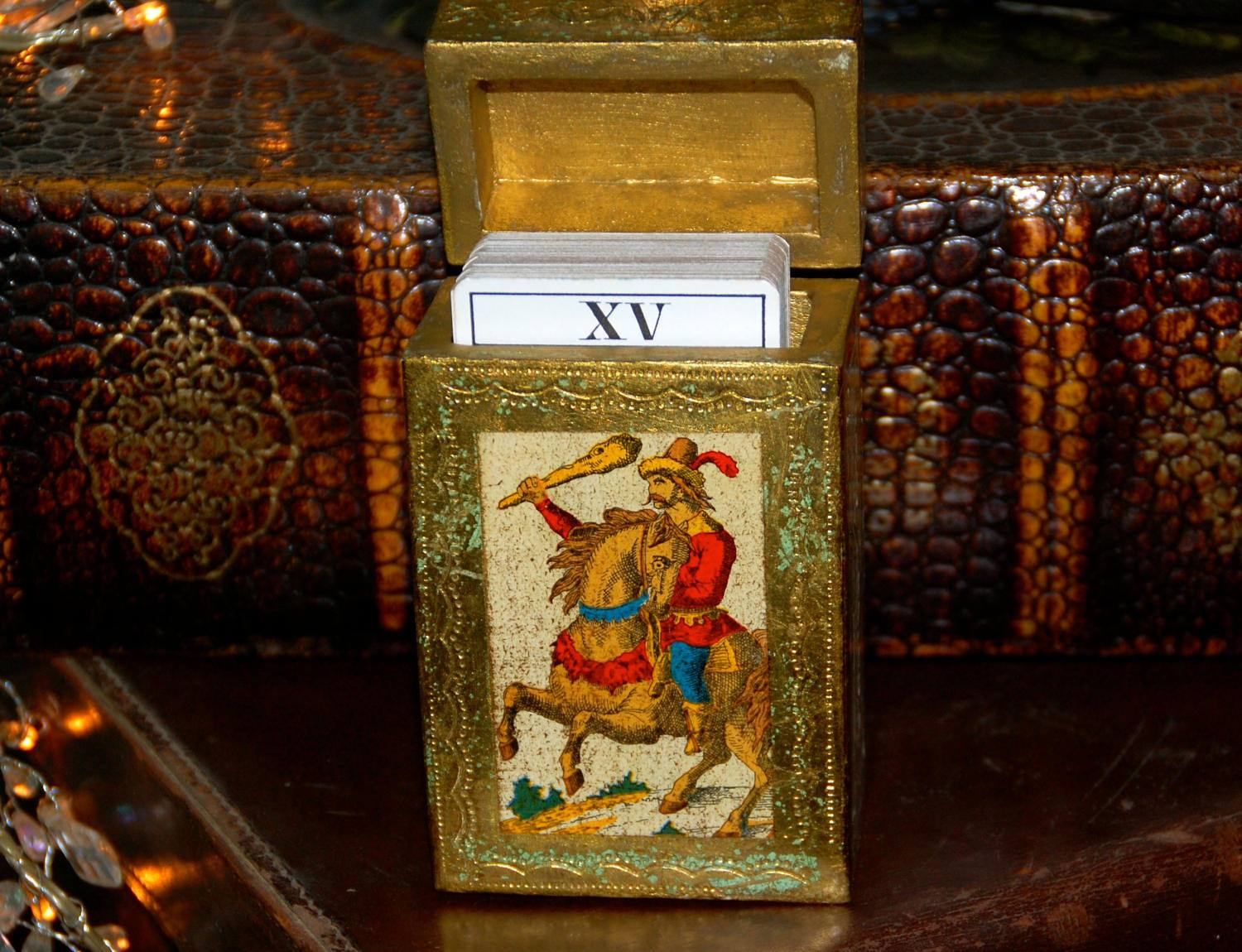 Vintage Tarot Deck in Gilded Box. Tarot Cards Fortune
