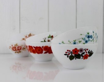 ARCOPAL Cafe au lait bowl - France, Arcopal bowl, Milk glass bowl, Veronica, Lotus, For One, E018
