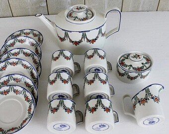 RARE Tea Set for Adults, Vintage Villeroy and Boch, Tea Pot Set, Tea Set Vintage, Tea Pot Ceramic Cups and Saucer Set, Coffee Set - D22