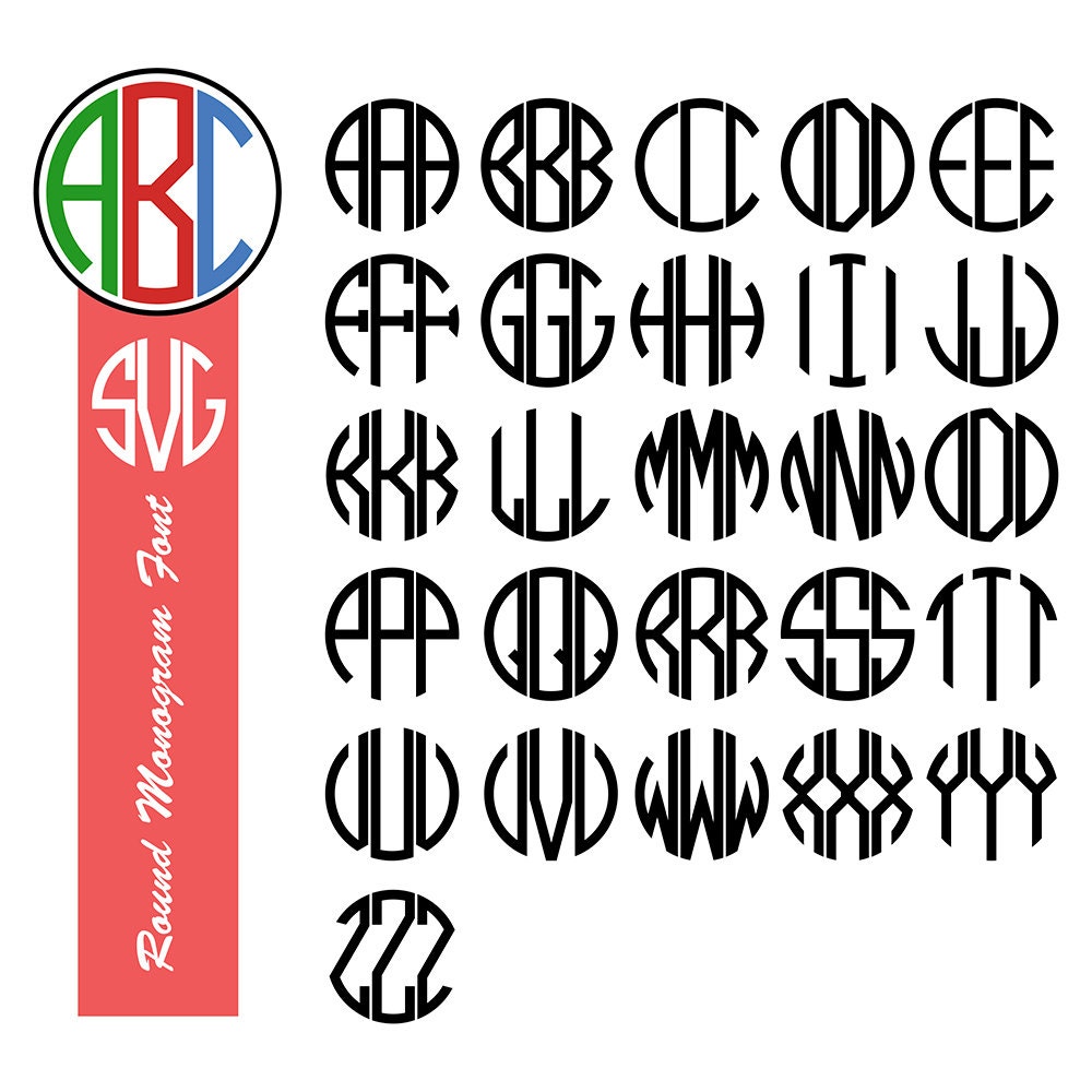 Download 3 Letter Round Monogram Font Round Monogram SVG for Cricut