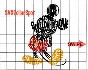 Vintage Mickey SVG - Classic Mickey SVG - Mickey Word Art - SVG File - Silhouette Studio File