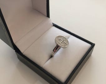 Cross ring and cubic zirconia Sterling Silver 925