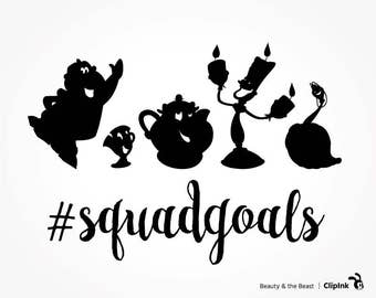 Beauty and the Beast svg squad goals clipart, Disney squad goals svg, silhouette files, svg, eps, png, dxf, pdf. Cut Print Mug Shirt Decal