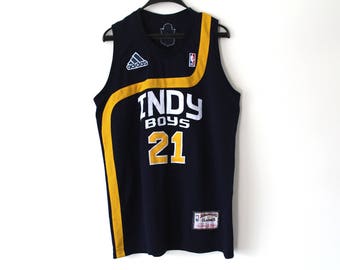 Vintage Adidas Indiana Pacers Jersey Adidas Hardwood Classics Indy Boys # 21 Jersey NBA Jersey Basketball Adidas Jersey Blue Adidas Tank Top