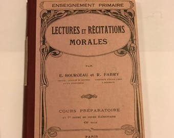 Old book of 1934 "reading and RECITATIONS MORALES" for preparatory course