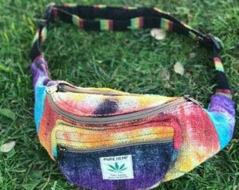 Tie dye Hemp fanny pack, festival fanny pack, hippie fanny pack