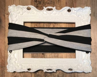 Black and Gray Adult/Toddler/Infant Handmade Twist Turban Headband