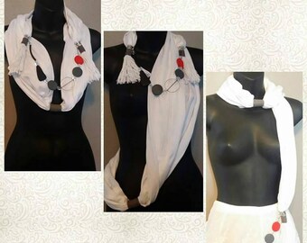 WHITE Scarf Wrap Necklace - Scarves - Wrap - Handmade - Fashion