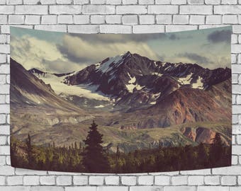 Mountain Landscapes Alaska Tapestry Wall Hanging Snowy Nature Wall Decor Art