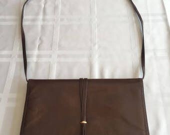 Morris Moskowitz vintage brown leather clutch purse with strap