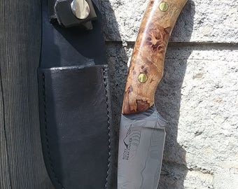 Handmade Damascus knife with Spalted Maple handle