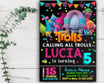 Trolls Birthday - Trolls Invitation - Trolls Birthday Invitation - Trolls Birthday Party - Trolls Party Invitation - Trolls Party Printables