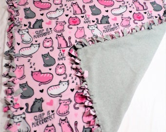 Cat Decor - Cat Blanket - Cat Themed Gifts - Cat Themed Party - Cat Things - Cat Bedding - Fleece Blanket - Cat Lover Gift - Girls Bedding
