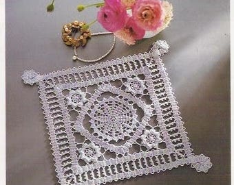 Square lace crochet doily 11.4 inches