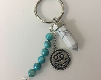 Zodiac Natural Stone Keychain