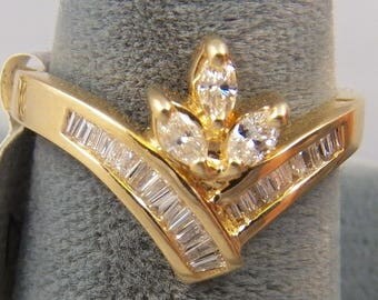 Vintage Diamond Ring, CC 1960, 0.56 carat Total Weight, 14k Yellow Gold, 4.6 grams Weight, Size 6 1/2, Antique, Estate, Art deco,