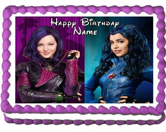 DESCENDANTS MAL and EVIE Edible cake topper party image