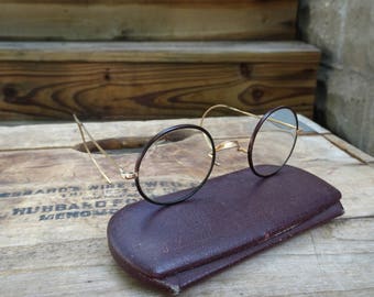Vintage Shuron Round Windsor Style Gold Filled Eyeglasses | Harry Potter Glasses | John Lennon Glasses | Stage Props | Round Eyeglasses